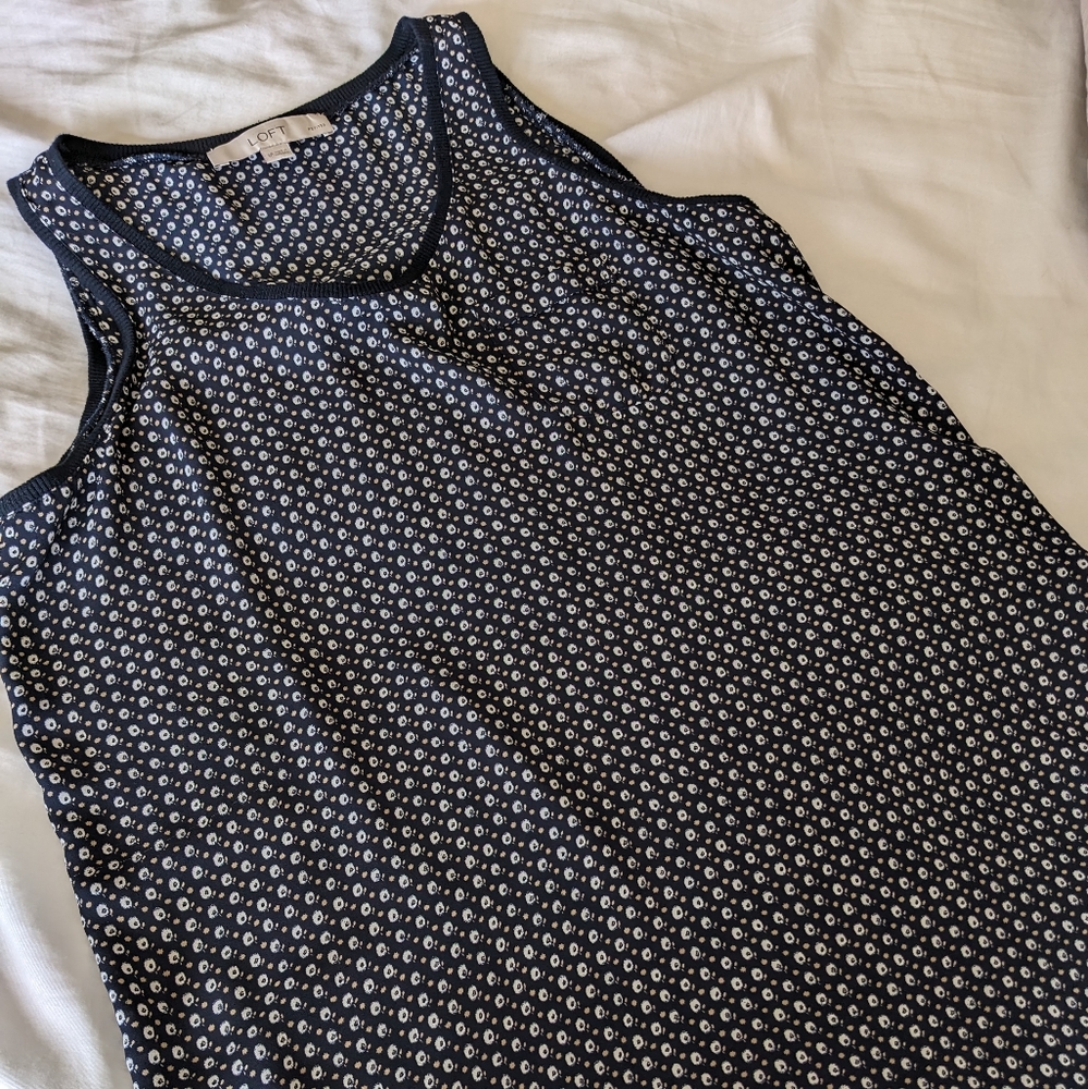 LOFT Black and White Silky Tank
